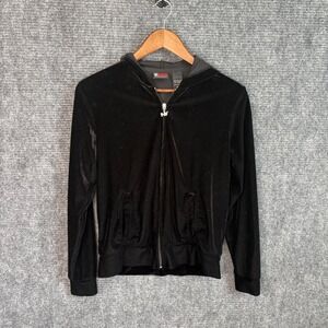 Vintage NY Jeans New York & Company Black Velour Zip Up Hoodie Rhinestone NY